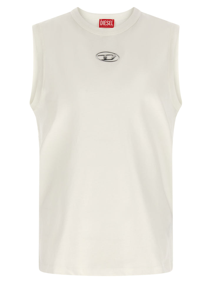 Diesel White Cotton Sleeveles T-Shirt