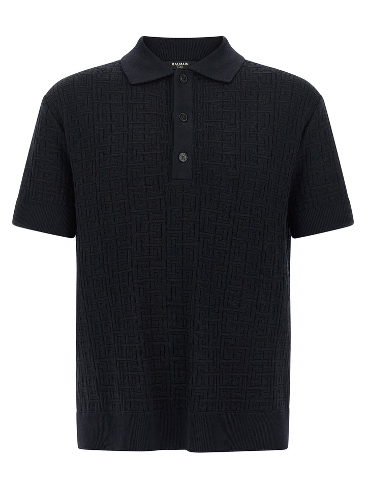 Balmain Blue Wool Polo Shirt
