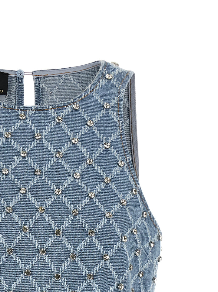 PINKO Blue Cotton Short Dress