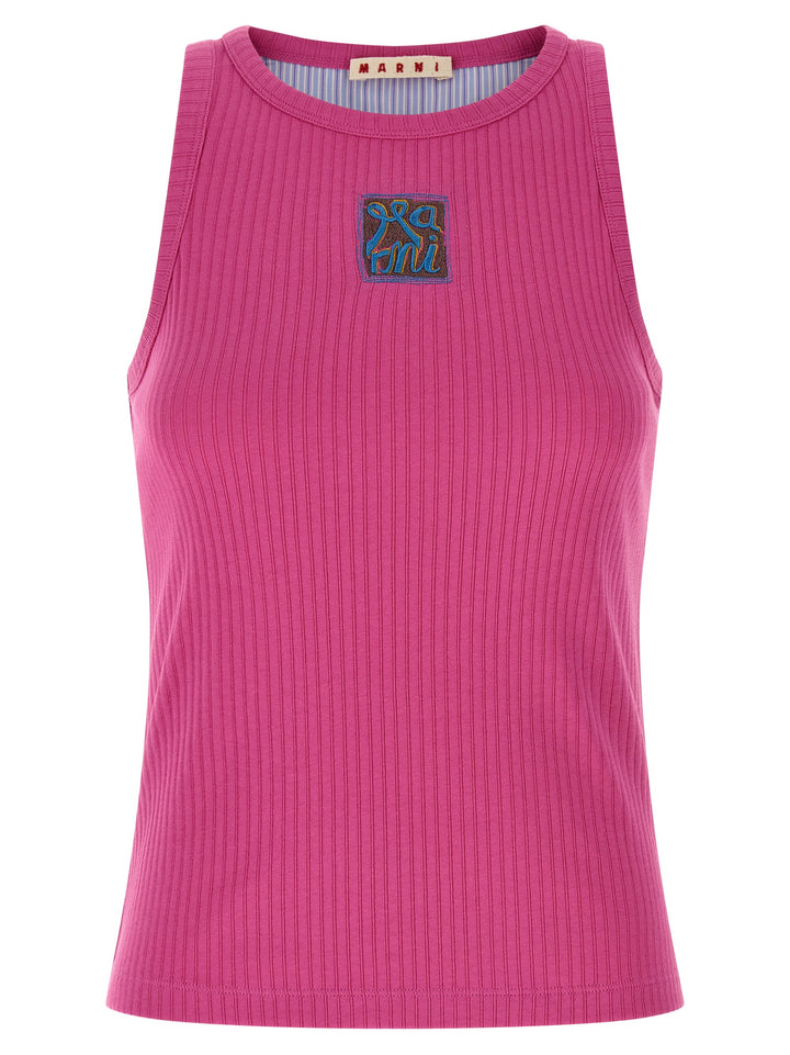 Marni Fuchsia Cotton Sleeveles T-Shirt