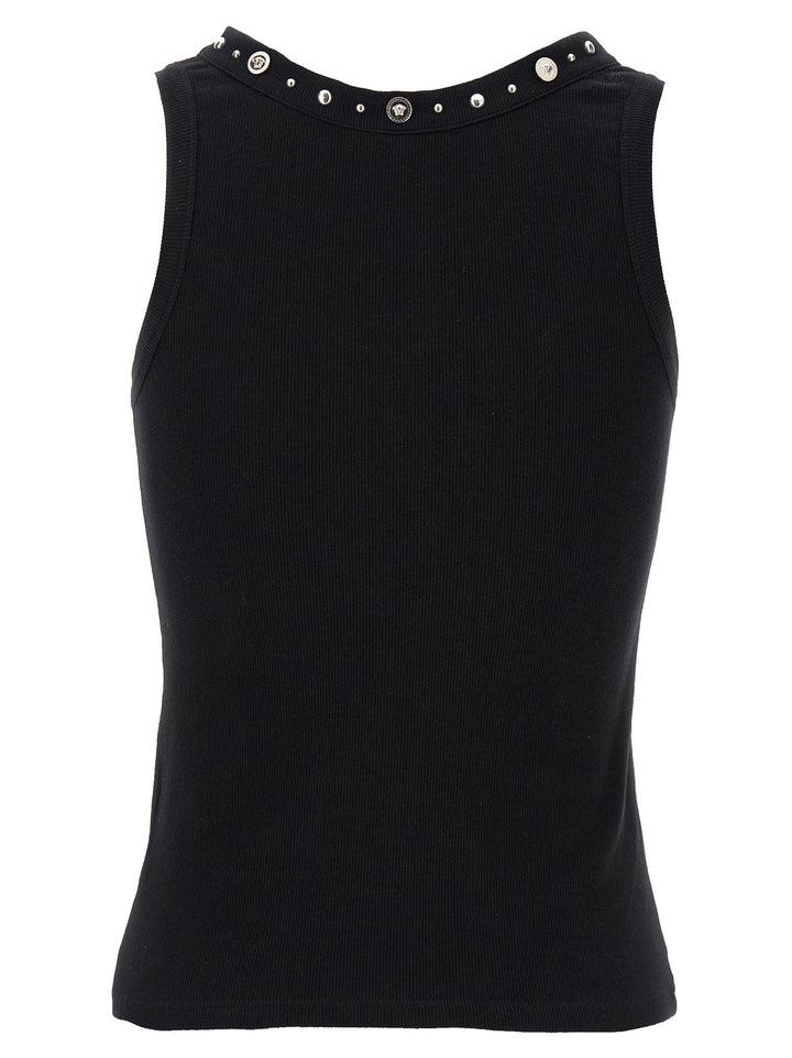 Versace Black Cotton Sleeveles T-Shirt