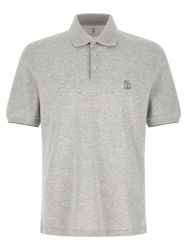 Brunello Cucinelli Gray Cotton Polo Shirt