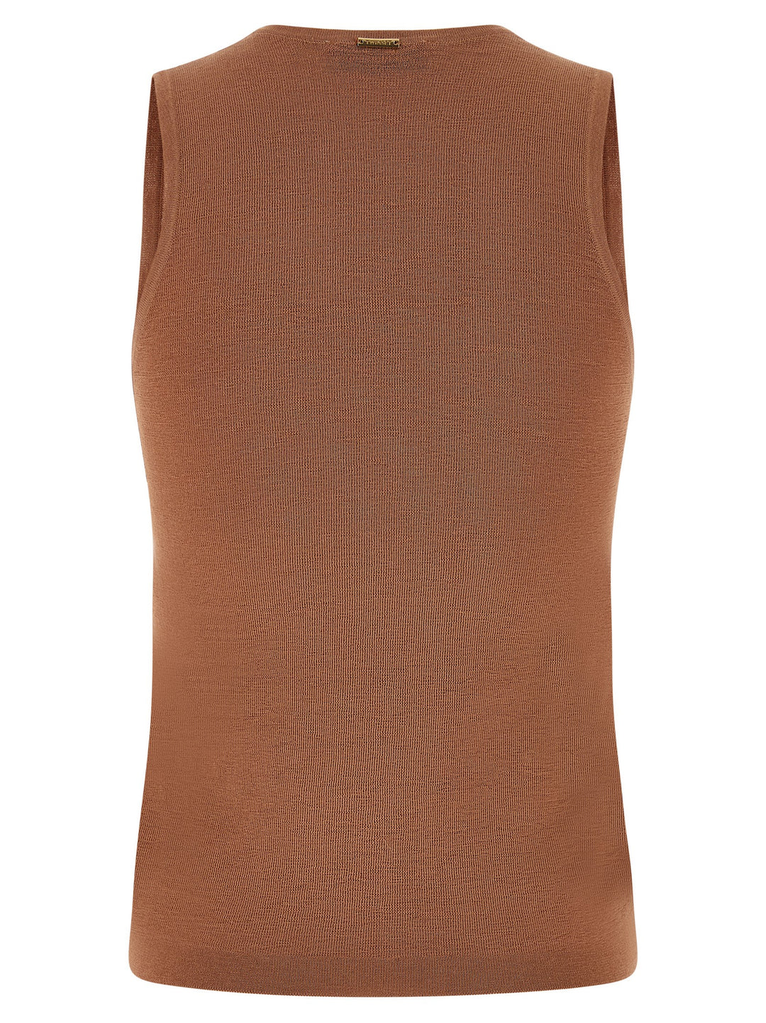 Twinset Brown Cotton Sleeveles T-Shirt
