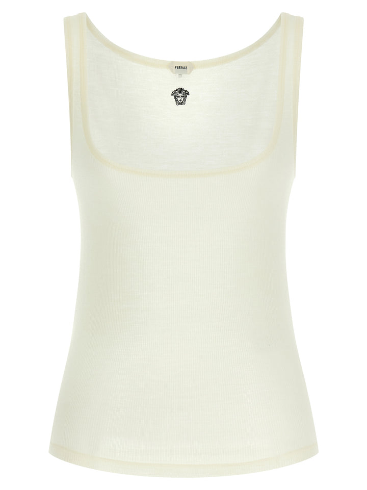 Versace White Virgin Wool Sleeveles T-Shirt