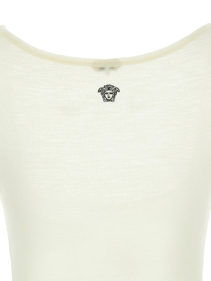 Versace White Virgin Wool Sleeveles T-Shirt