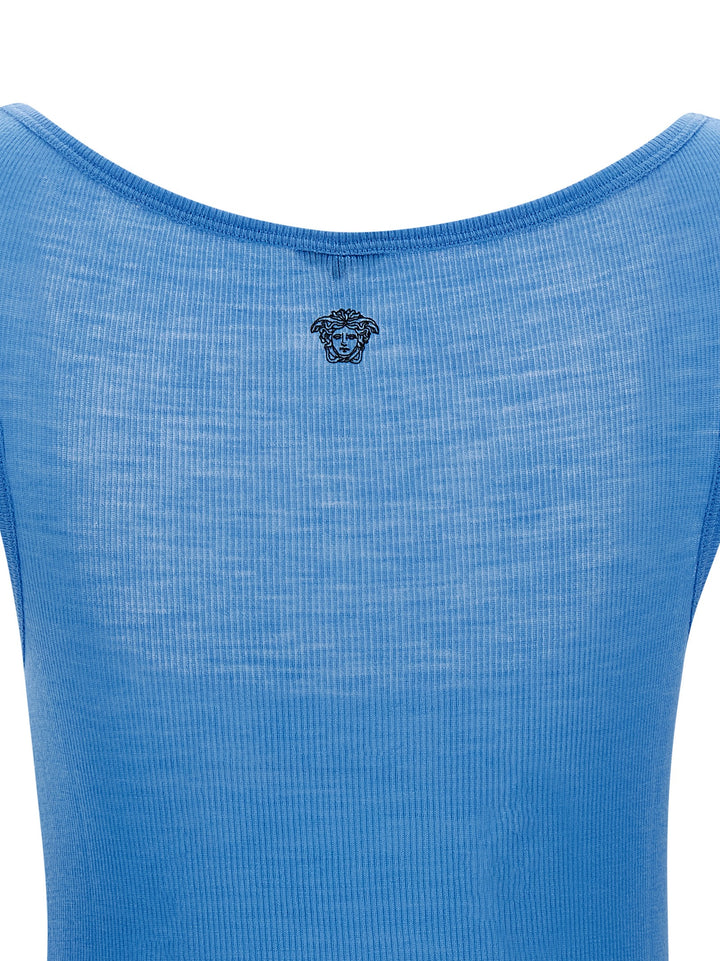 Versace Blue Virgin Wool Tank Tops
