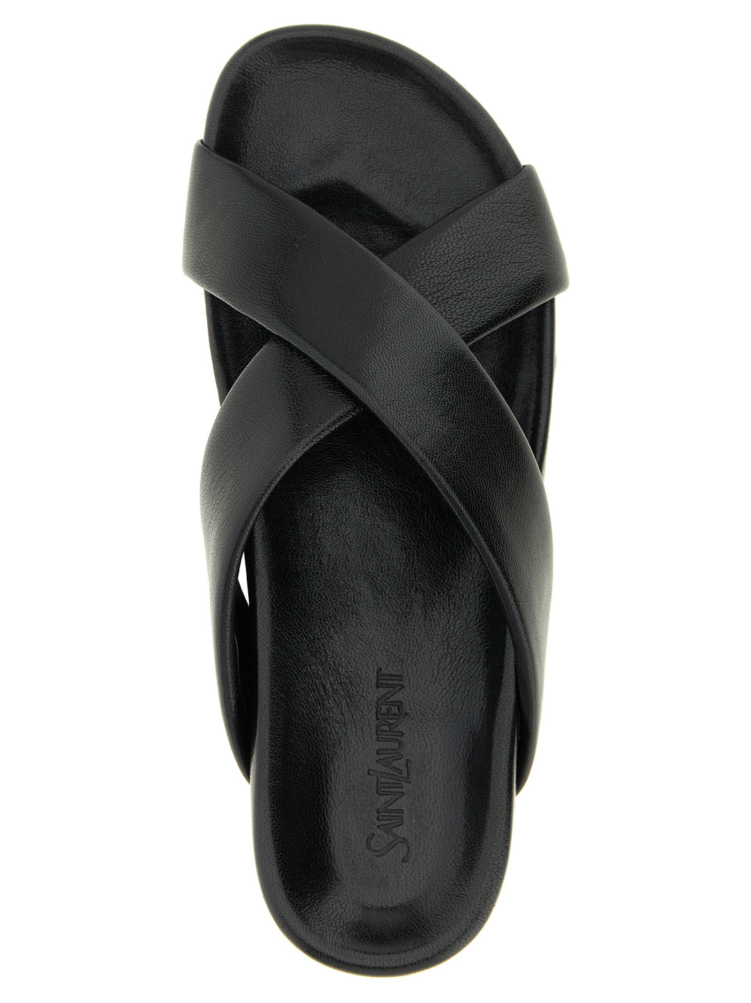 Saint Laurent Black Lamb Leather Slides