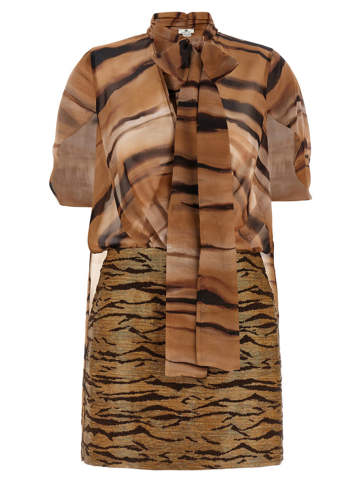 Elisabetta Franchi Brown Polyester Short Dress