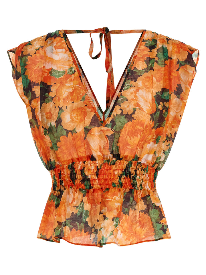 PINKO Orange Lyocell Pattern Shirt