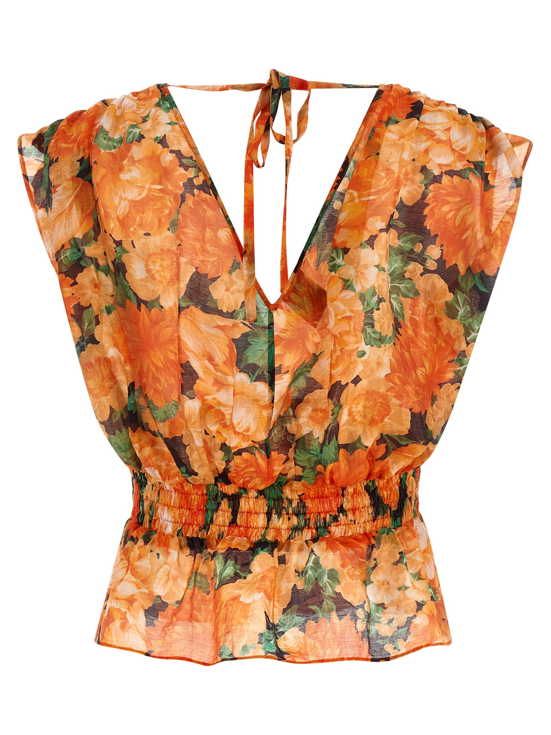 PINKO Orange Lyocell Pattern Shirt