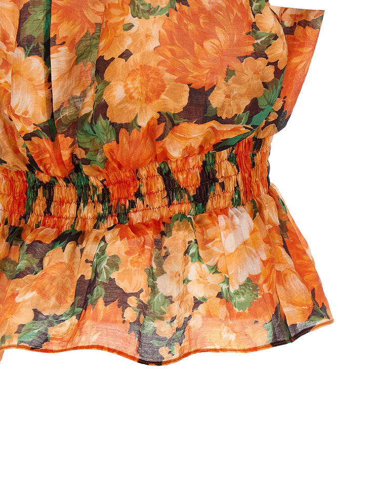PINKO Orange Lyocell Pattern Shirt
