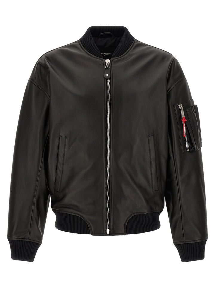 Dsquared² Black Leather Leather Jacket
