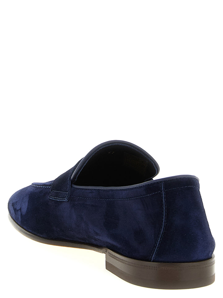Brunello Cucinelli Blue Calfskin Slip-On Loafers