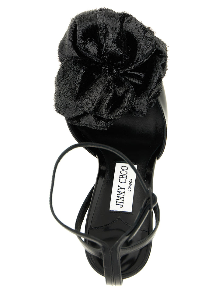 Jimmy Choo Black Leather Stiletto Heel Sandals