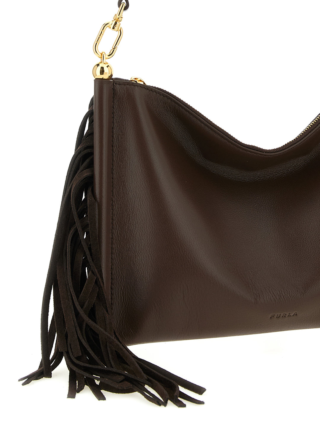 Furla Brown Lamb Leather Shoulder Bag