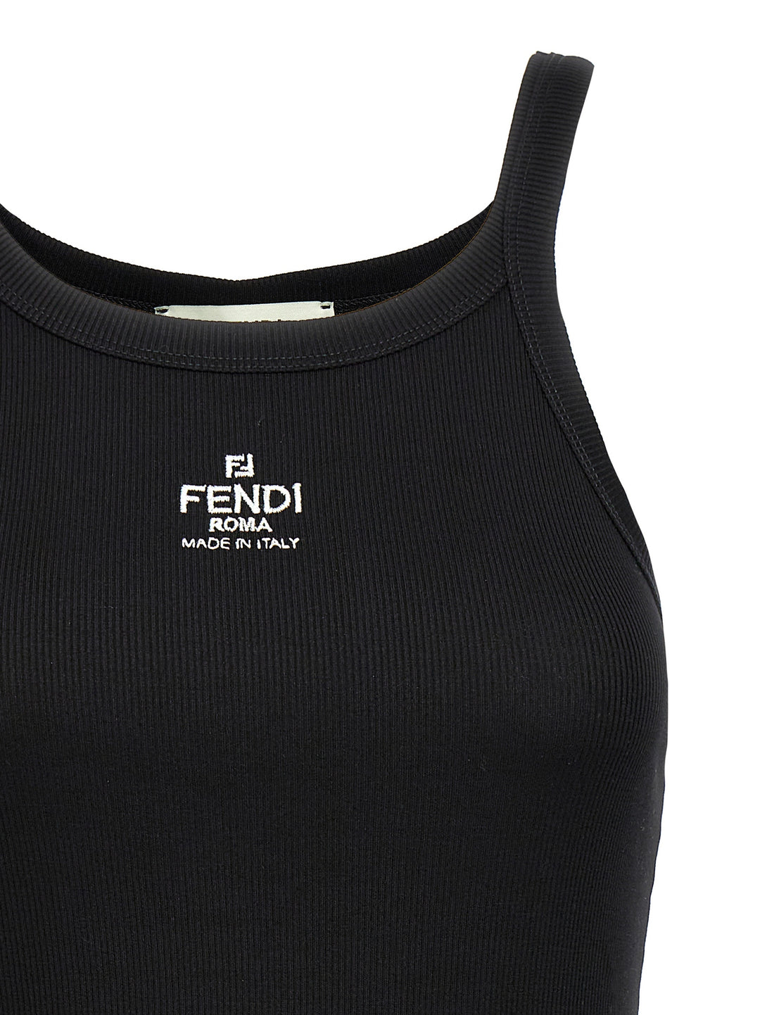 Fendi Black Cotton Sleeveles T-Shirt