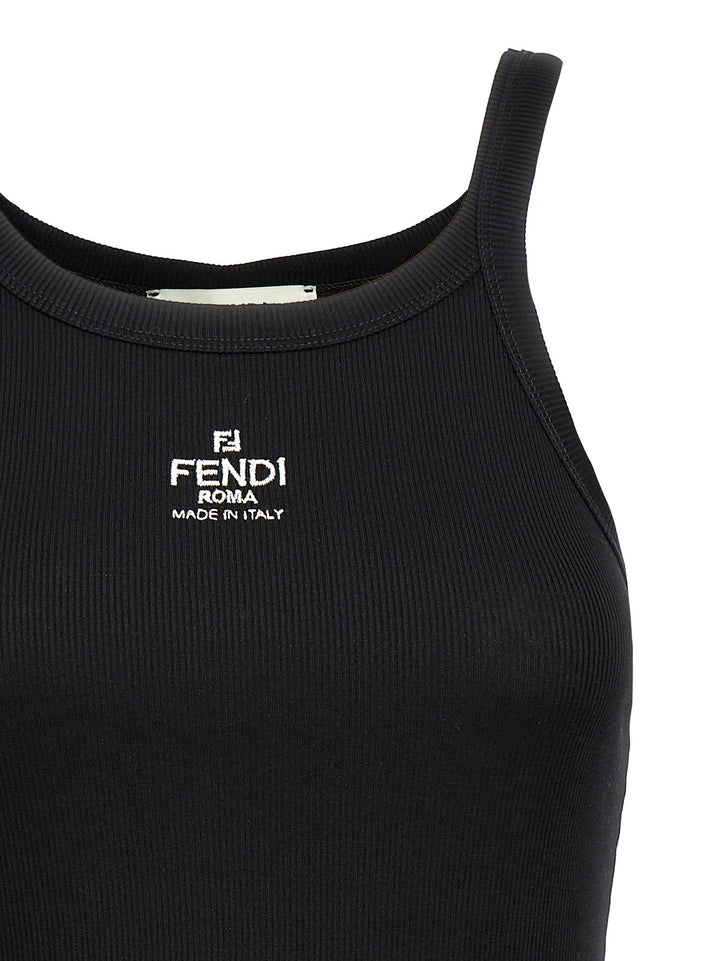 Fendi Black Cotton Sleeveles T-Shirt
