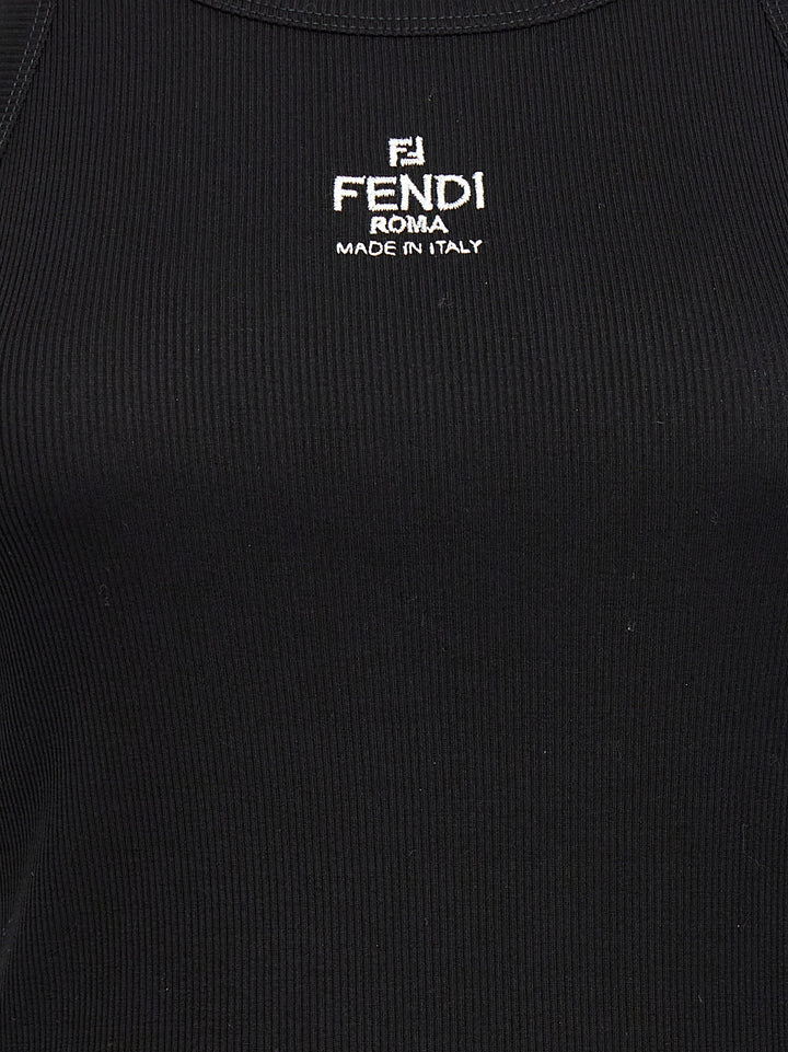 Fendi Black Cotton Sleeveles T-Shirt