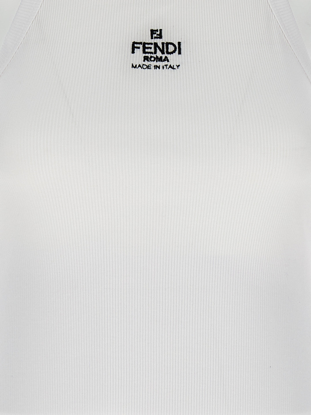 Fendi White Cotton Sleeveles T-Shirt