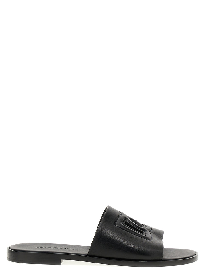 Dolce & Gabbana Black Leather Slides