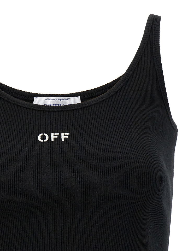 Off-White Black Cotton Sleeveles T-Shirt