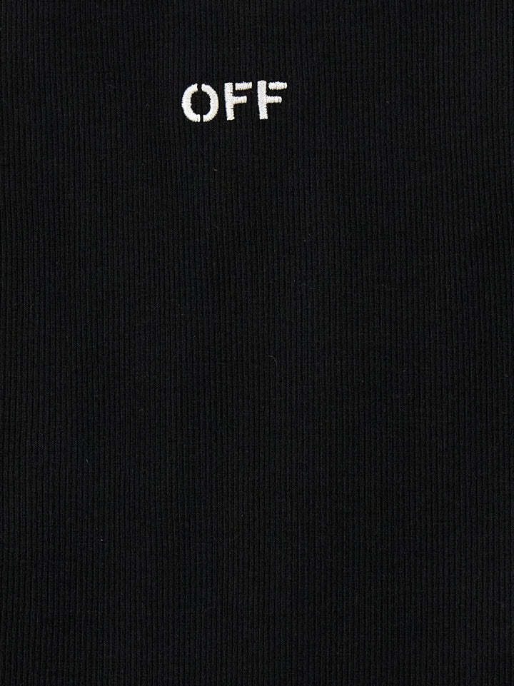 Off-White Black Cotton Sleeveles T-Shirt