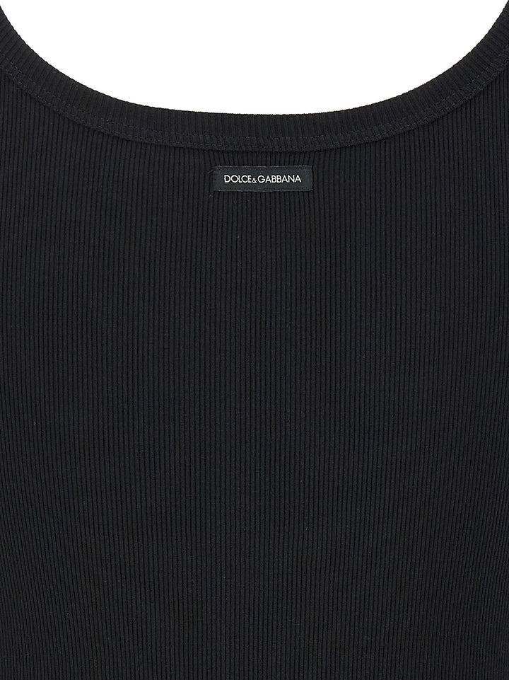 Dolce & Gabbana Black Cotton Tank Tops