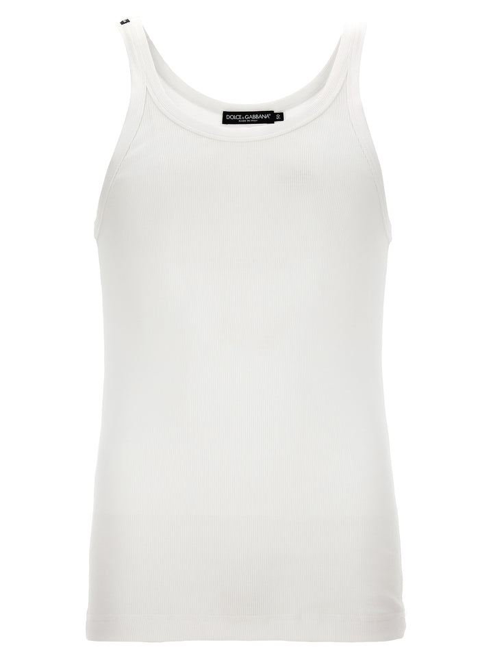 Dolce & Gabbana White Cotton Tank Tops