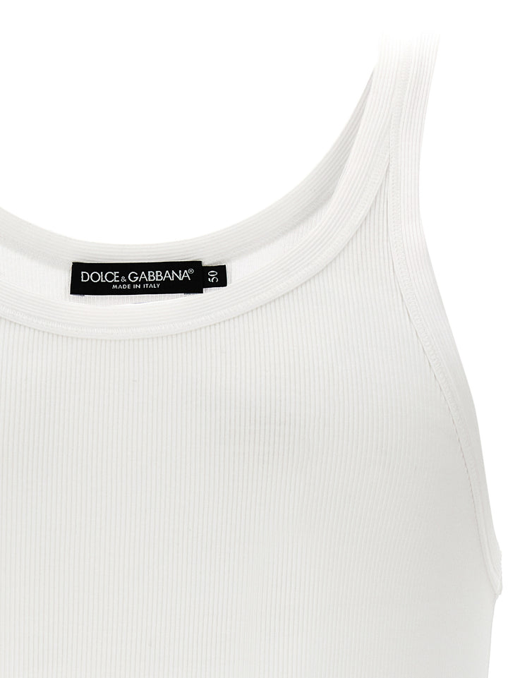 Dolce & Gabbana White Cotton Tank Tops