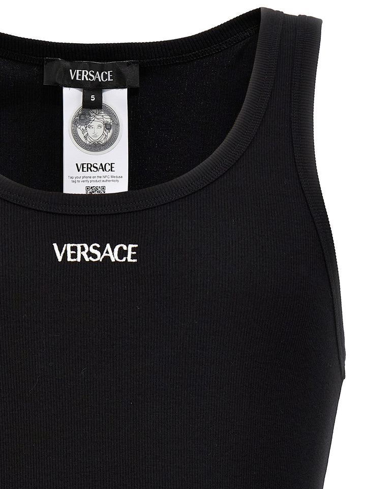 Versace Black Cotton Sleeveles T-Shirt
