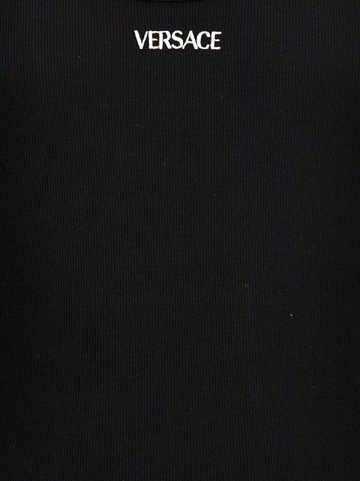 Versace Black Cotton Sleeveles T-Shirt