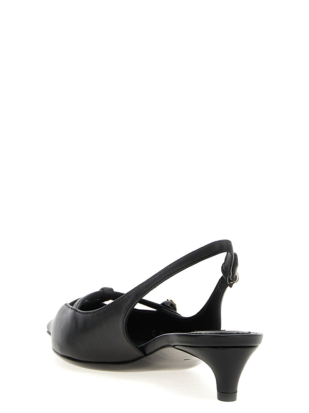 Dolce & Gabbana Black Lamb Leather Mid Heel Pumps