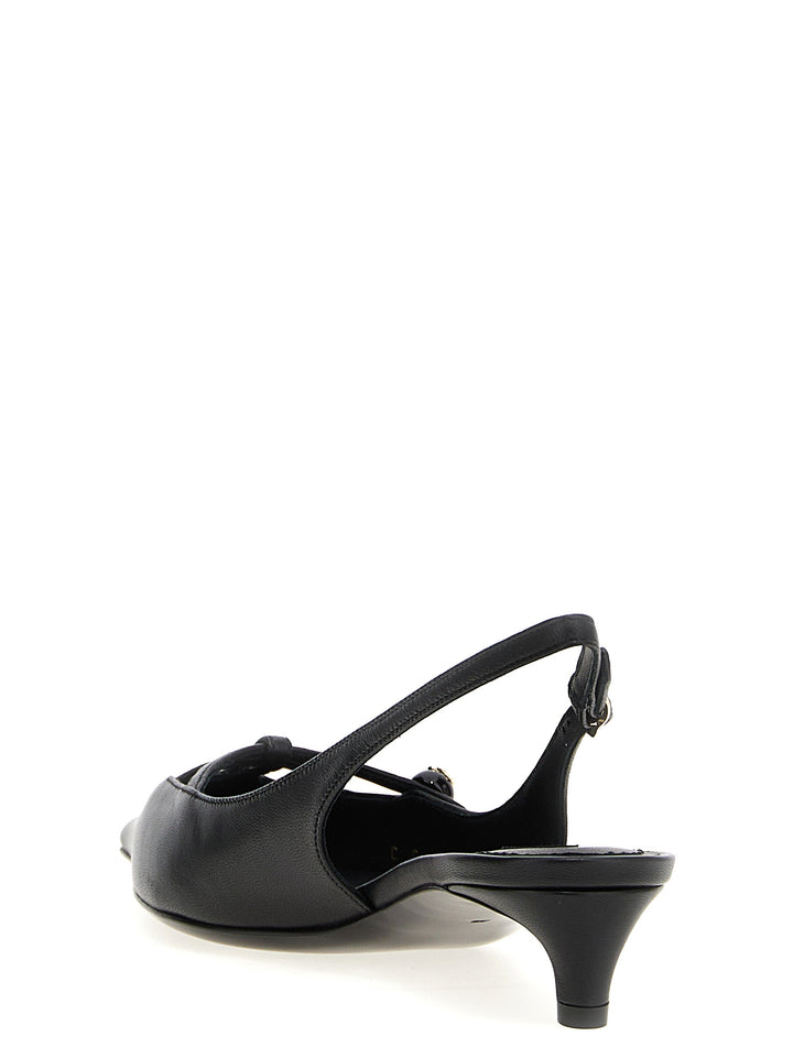 Dolce & Gabbana Black Lamb Leather Mid Heel Pumps