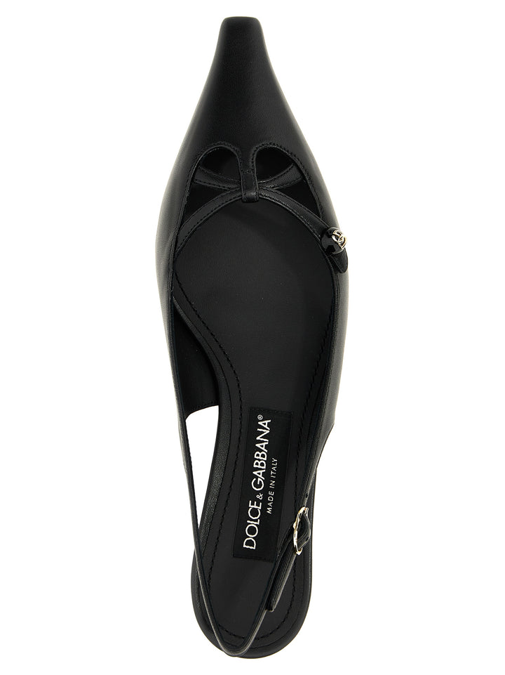 Dolce & Gabbana Black Lamb Leather Mid Heel Pumps