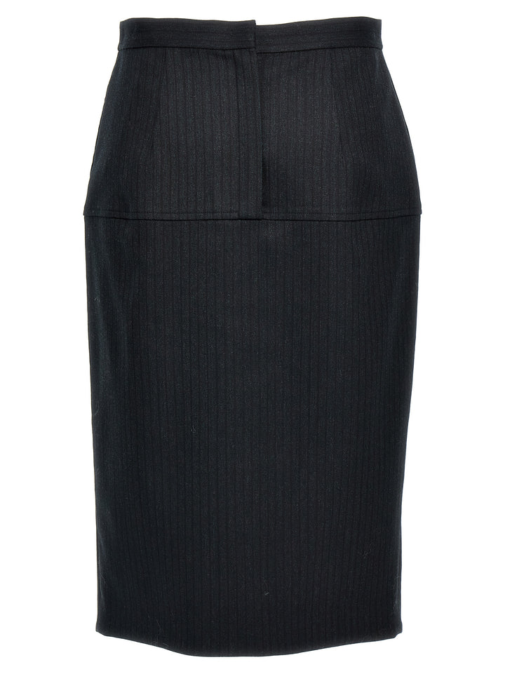 Fendi Gray Virgin Wool Midi Skirt