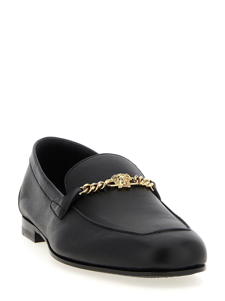 Versace Black Calfskin Slip-On Loafers