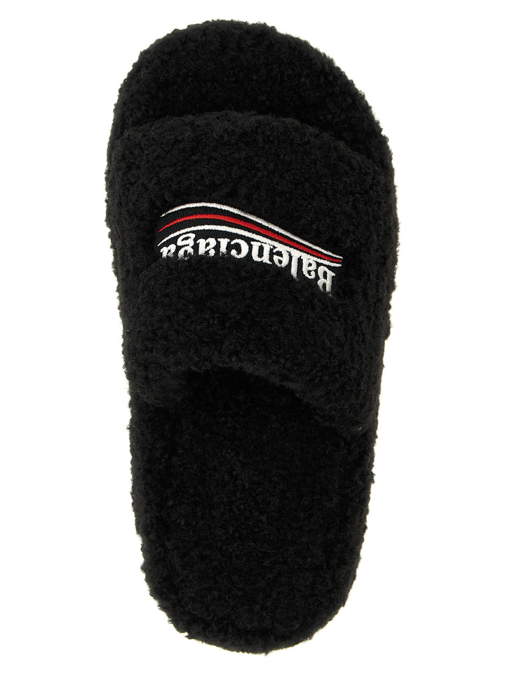 Balenciaga Black Polyester Slides