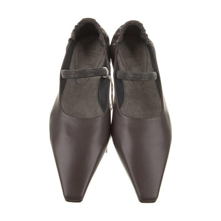 Brunello Cucinelli Brown Leather Ballet Flats
