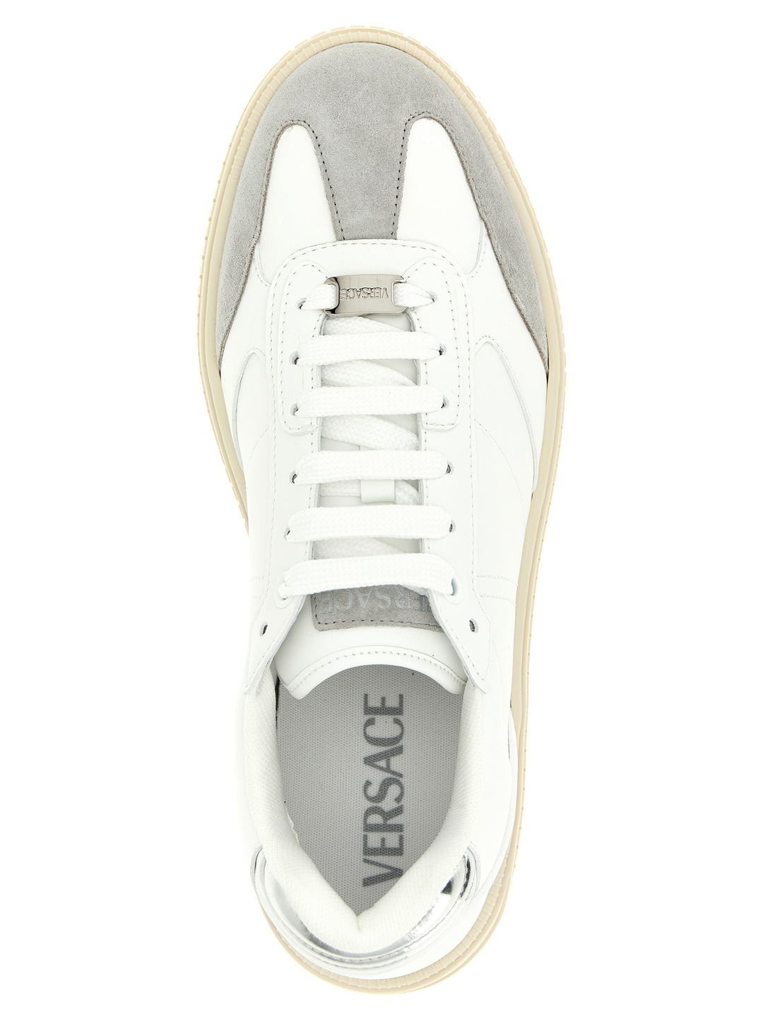 Versace White Calfskin Low Top Sneakers