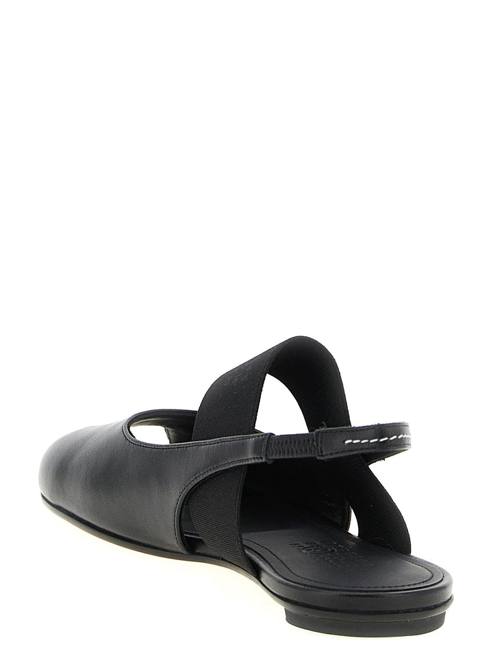 MM6 Maison Margiela Black Lamb Leather Flat Sandals