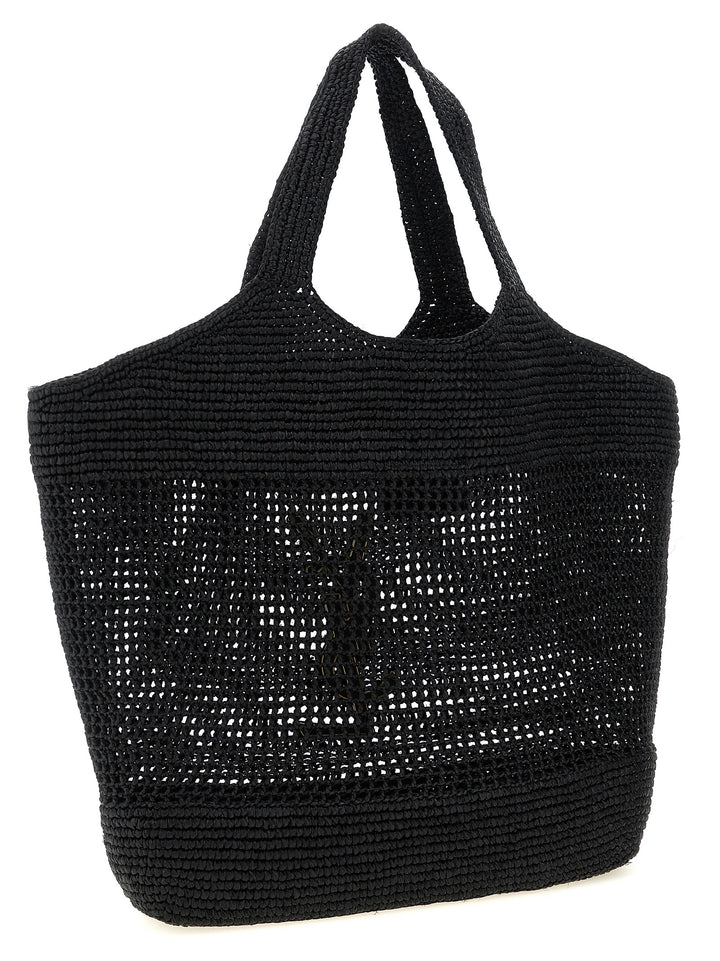 Saint Laurent Black Raffia Tote Bag