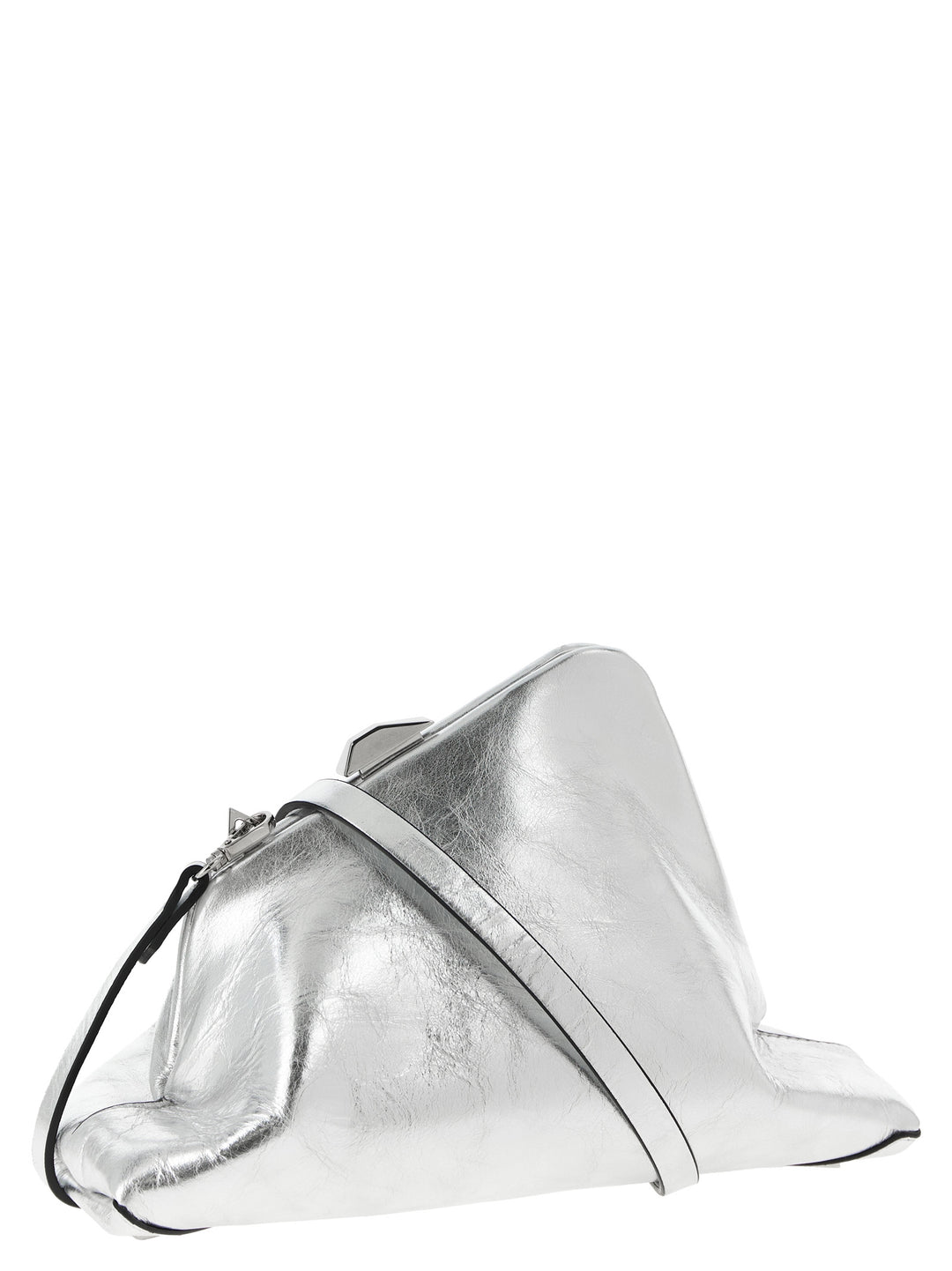 The Attico Silver Calfskin Clutch Bag