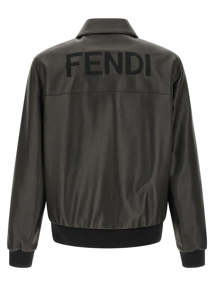 Fendi Black Lamb Leather Leather Jacket