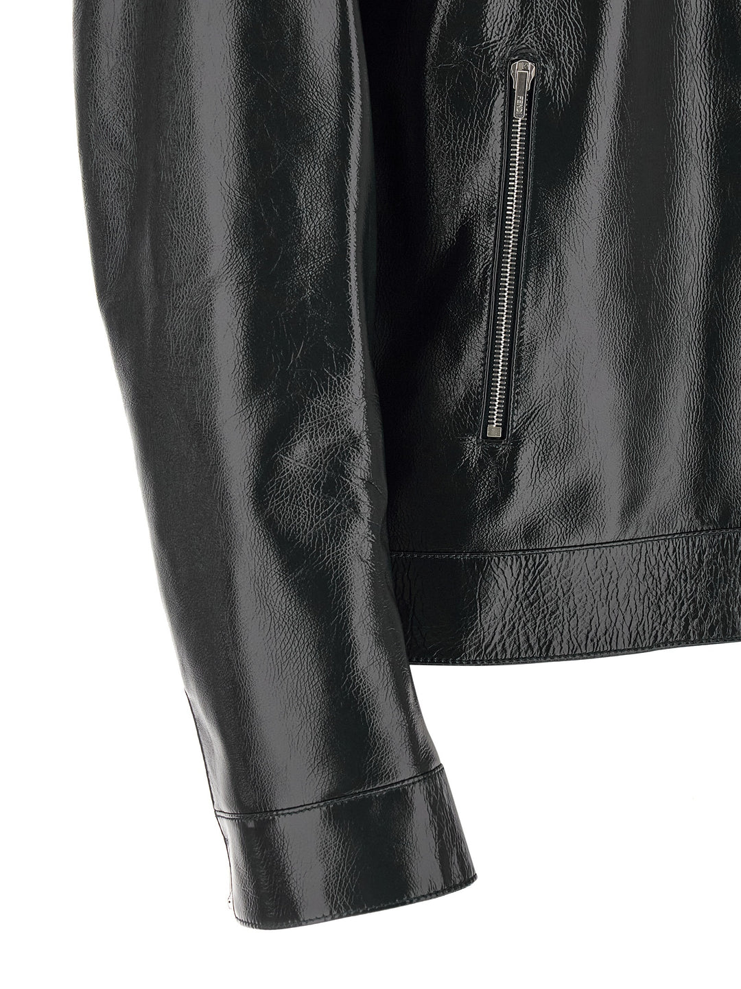 Fendi Blue Lamb Leather Leather Jacket