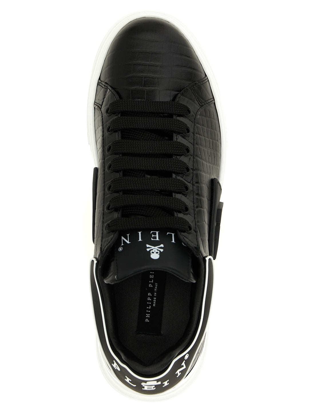 Philipp Plein Black Cowhide Low Top Sneakers