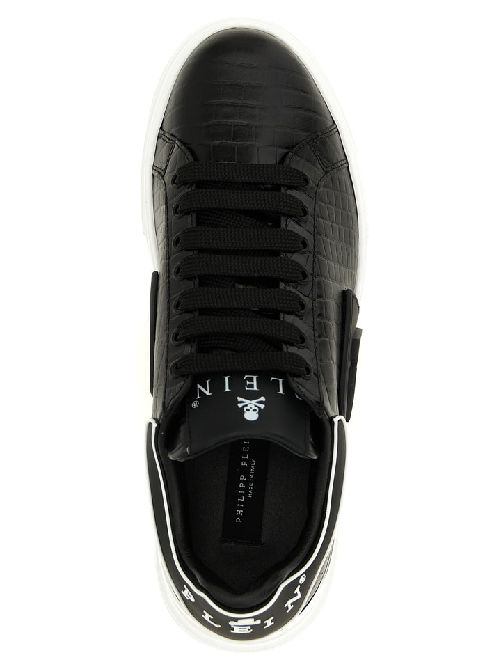 Philipp Plein Black Cowhide Low Top Sneakers