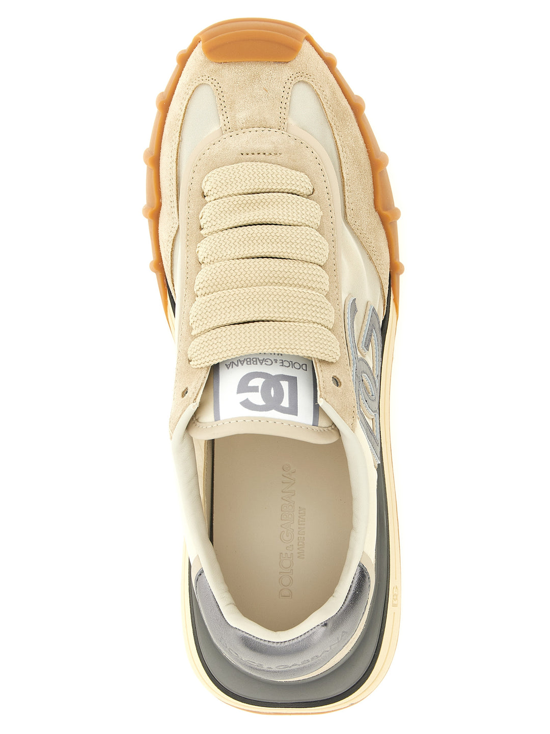 Dolce & Gabbana Silver Calfskin Athletic Sneakers