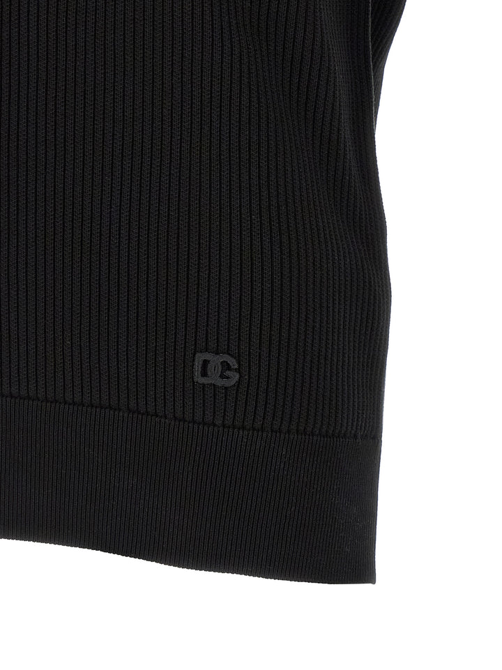 Dolce & Gabbana Black Cotton Polo Shirt