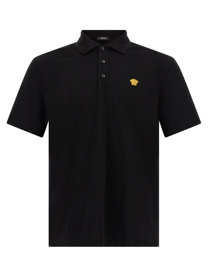 Versace Black Cotton Polo Shirt