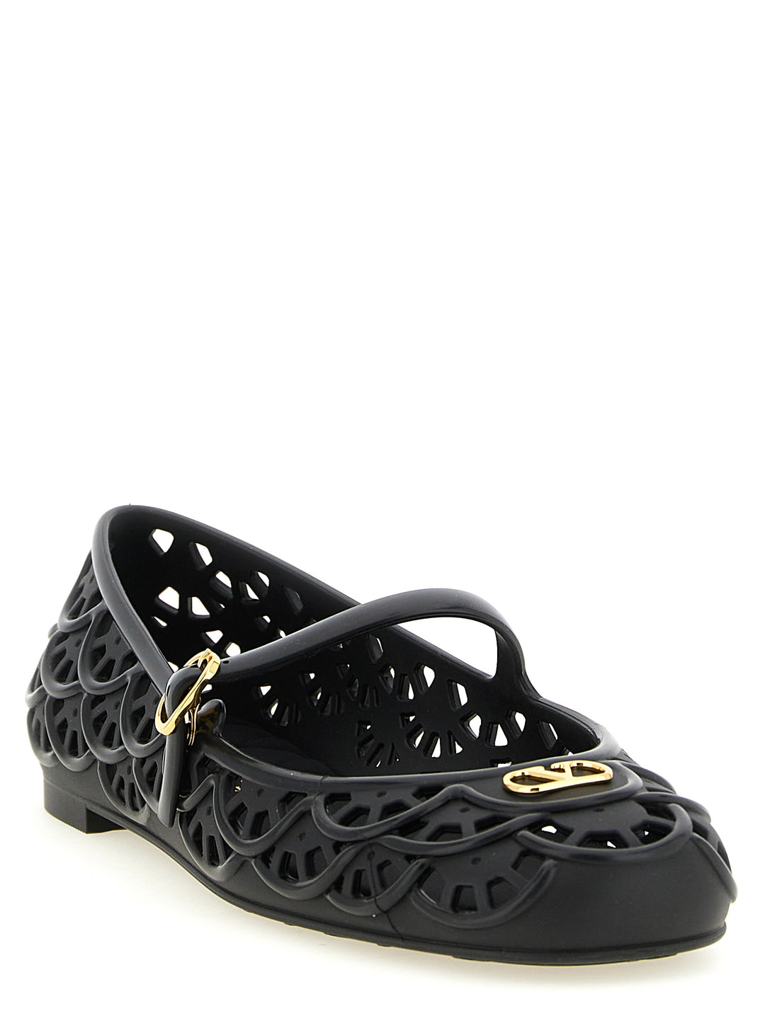 Valentino Garavani Black Polyvinyl Ballet Flats